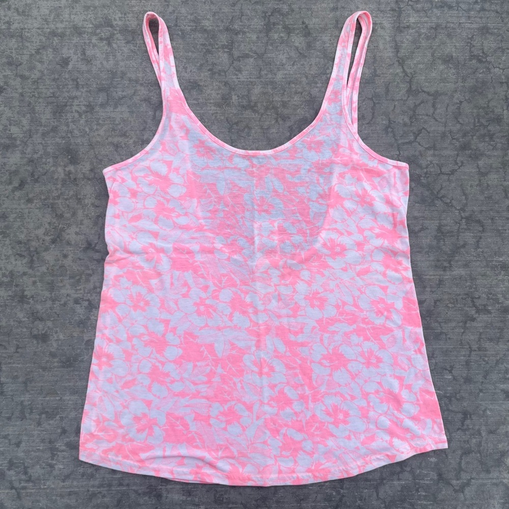 Victoria's Secret PINK Floral Burnout Scoop Back Tank Top Pink White XS